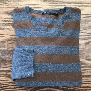 Men’s DKNY striped merino wool sweater brown/Gray